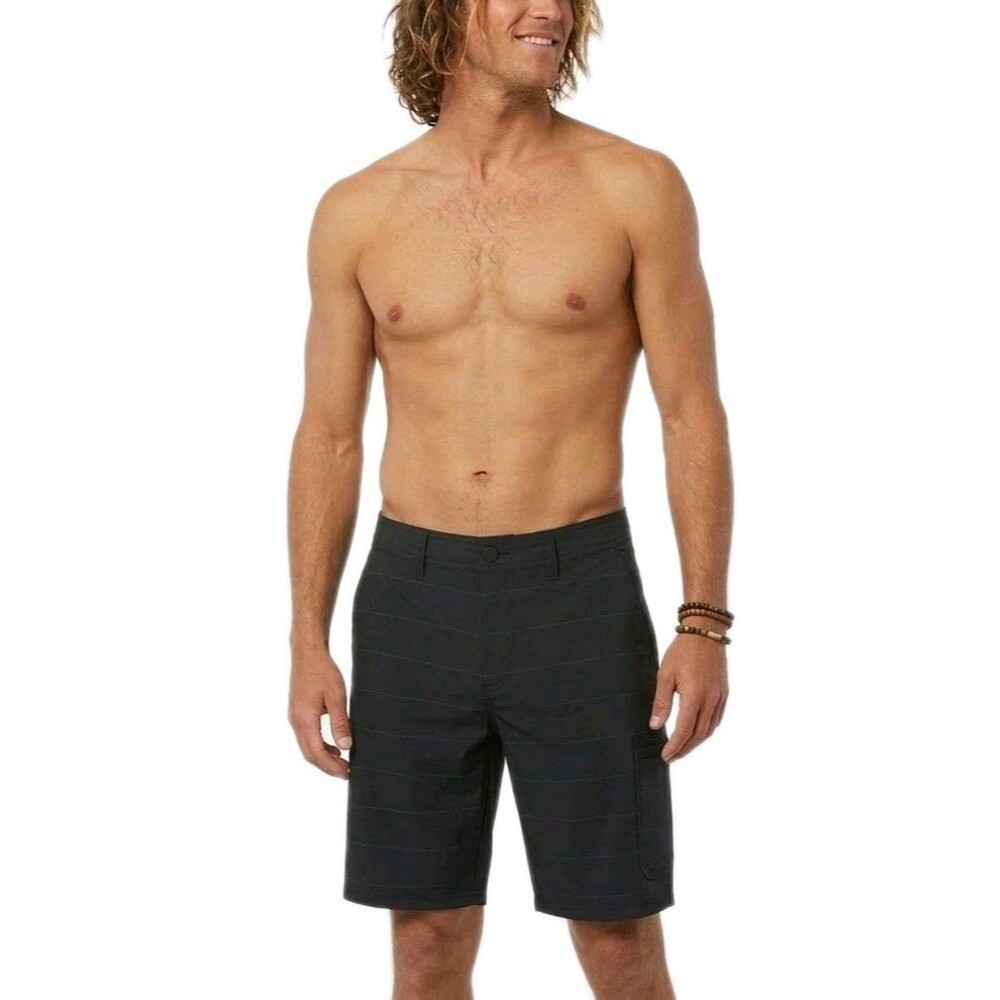 O'Neill Men's Crossover Hybrid Shorts Stretch Fabric Cargo Pocket Black Size 40